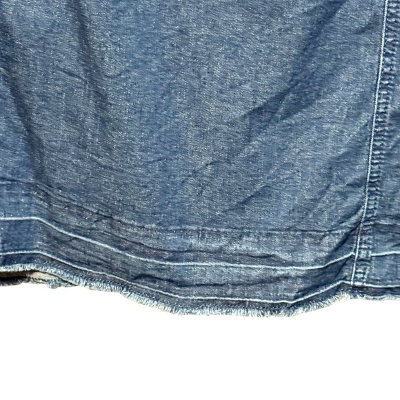 J.Jill Denim Lace Up Neckline Raw Frayed Hemline 3/4 Sleeve Cotton Dress - Picture 8 of 12